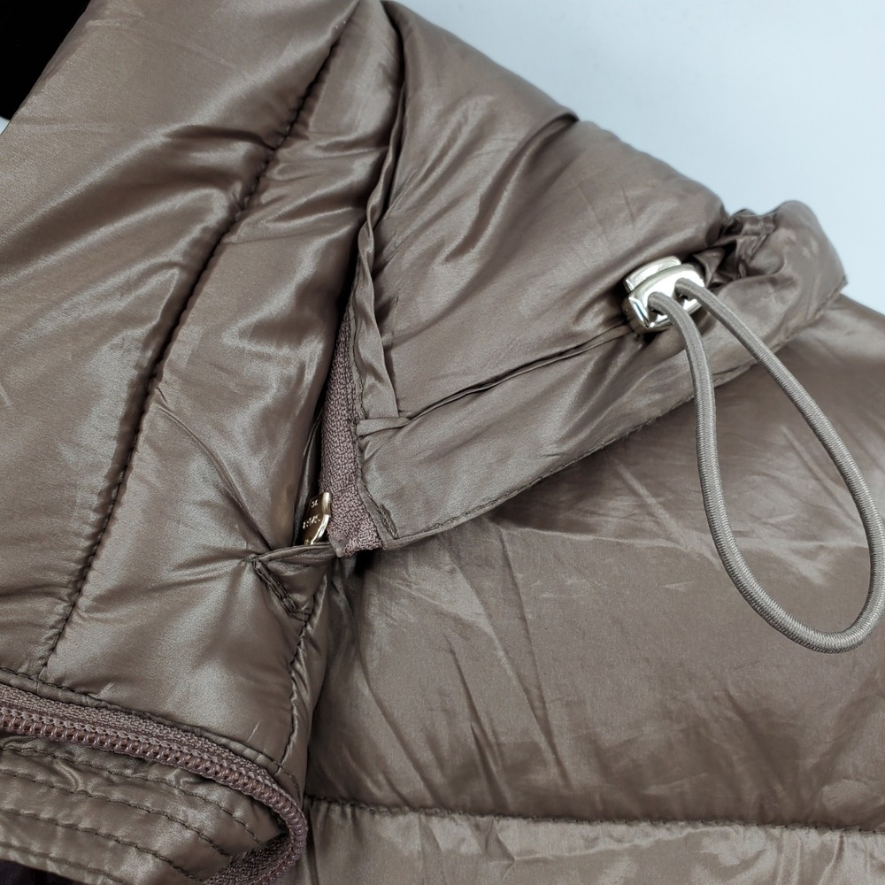 Andrew Marc Womens Packable Down Puffer Jacket Taupe Large Long Lightweight Coat - Picture 5 of 10